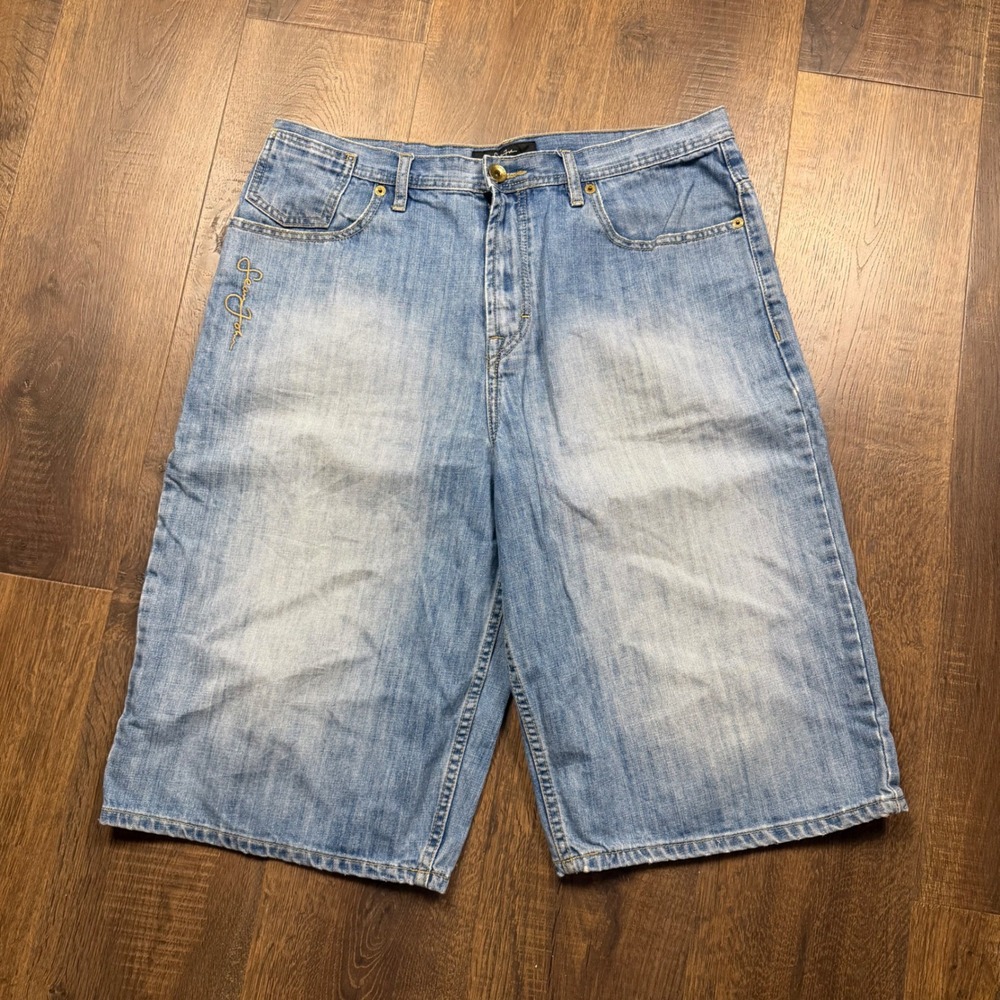 Sean John Denim Shorts Mens 36 Blue Excellent Y2K Baggy Relaxed Fit Light Wash